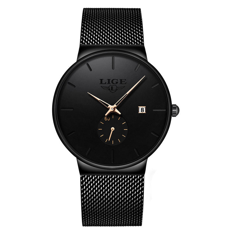 LIGE Sleek Minimalist Men's Watch – 40mm Ultra‑Thin Design, 30M Water Resistant