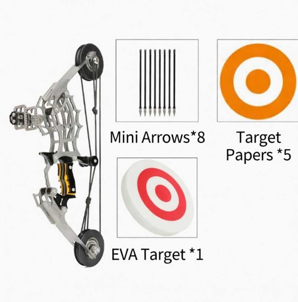 Sport-Partner Stainless Steel Mini Composite Bow and Arrow Toy Set with 8 Arrows Ideal for Beginners Practice Archery Compact Durable Gift Compound Bow