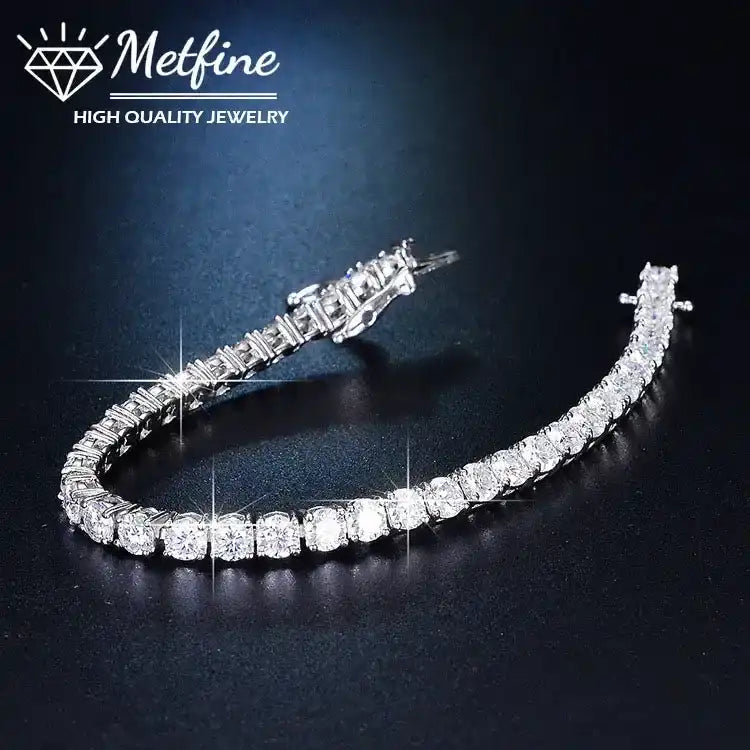 7.5 inches Men D Color VVS Round Cut 4mm Bracelets with Giftbox High Quality Jewelry