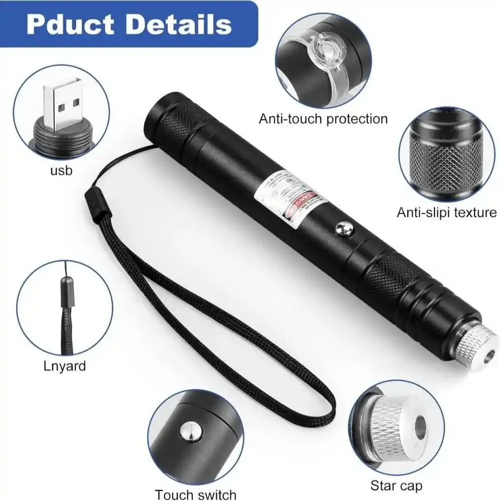 High-Power Laser Pointer with Visible Beam, Long-Range Visible Light, Ideal for Night Use and Outdoor Activities, Durable Design, Handheld Laser Pen