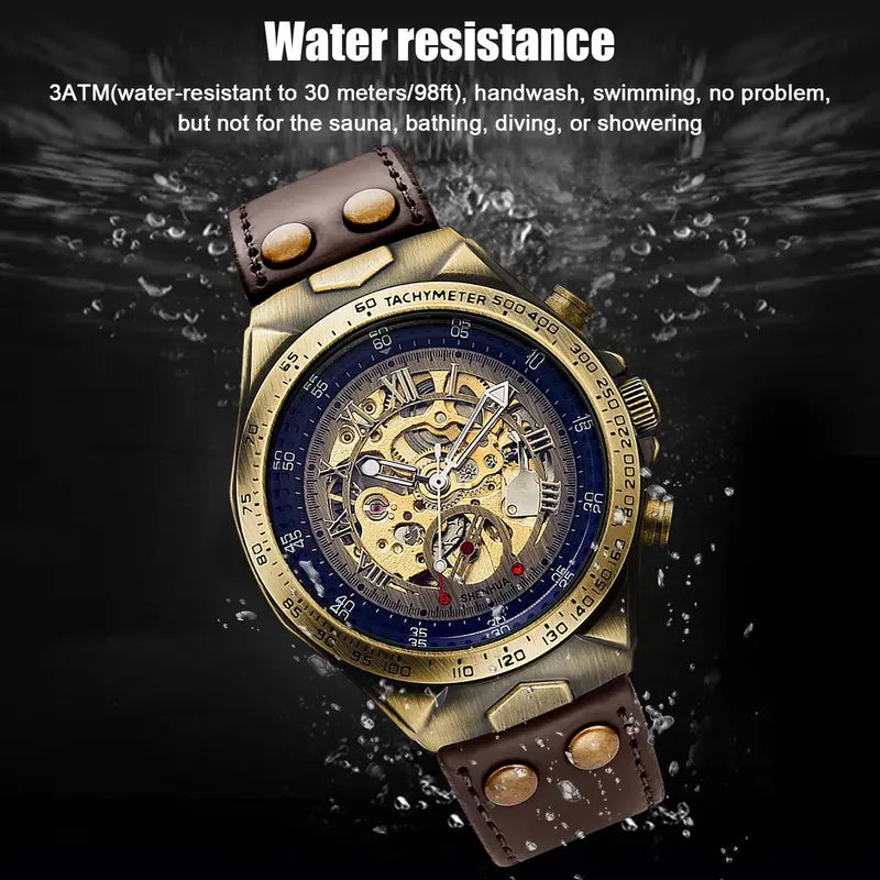 Automatic Mechanical Watch for Men-Classic Skeleton Dial Precision Wristwatch,Fashion Accessory with Retro Design,waterproof Gift for smart man