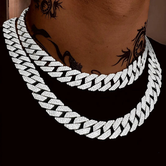 Rhinestone Decorated Cuban Chain Necklace, Iced Out Jewelry, Punk Style Chain Necklace for Party, Daily Decor, Trendy All-match & Exquisite Hip Hop Jewelry for Birthday Gift