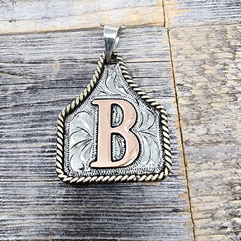 Handmade Cow Tag Necklace & Keychain with Copper Initial. Custom Made. Texas-Based. Fashion Jewelry Accessories