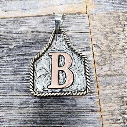 Handmade Cow Tag Necklace & Keychain with Copper Initial. Custom Made. Texas-Based. Fashion Jewelry Accessories