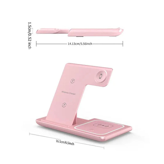 3-in-1 Wireless Charger, 15W Fast Wireless Charger, Foldable & Portable Design Wireless Charging Station for iPhone & Samsung Phone & iWatch & AirPods Series