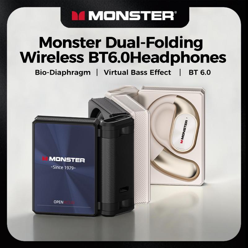 Monster Ear Buds - Headphones Bluetooth with Dual-Fold Design, Noise Isolation - 145H Playtime Wireless Earbuds Bluetooth 6.0, IPX5 Waterproof & Sweatproof Wireless Headphones, Headset Ideal Traveli