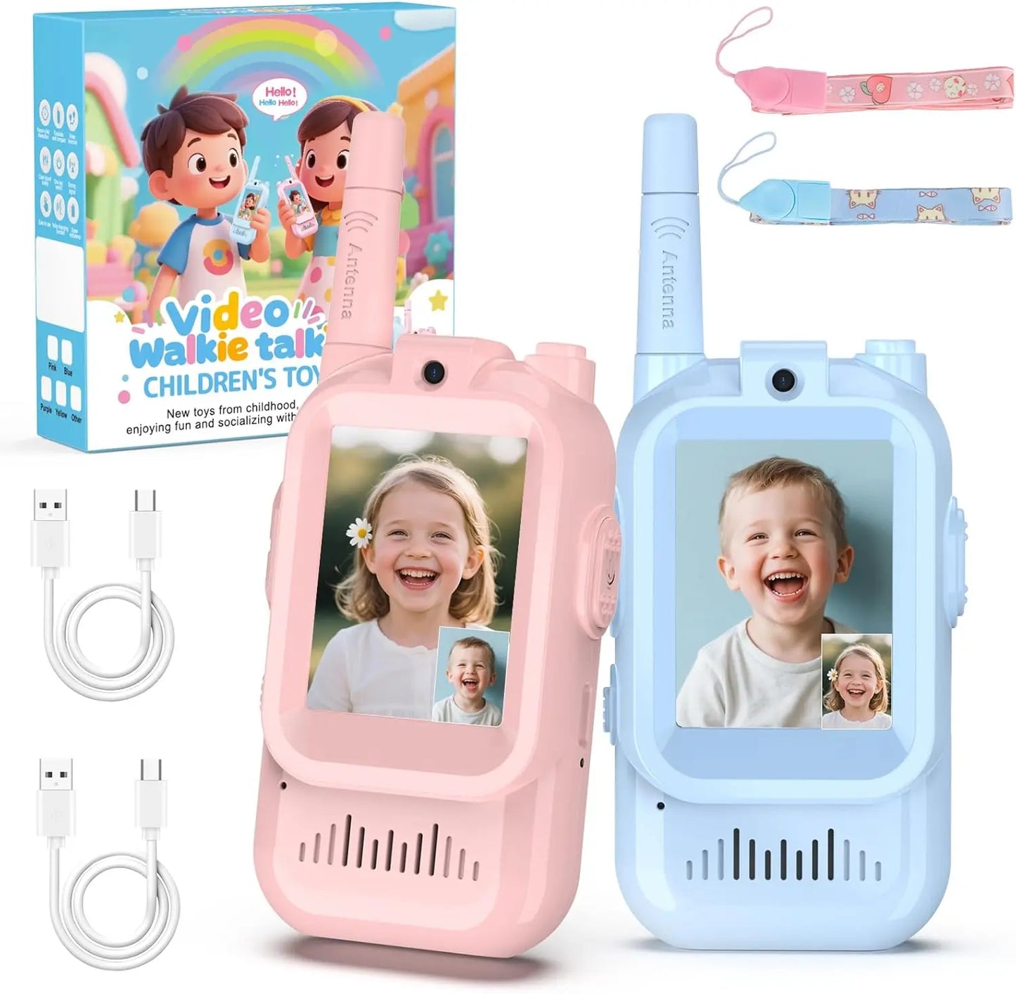 ZealSound Rechargable 2-Pack Kids Video Walkie Talkies Toys with Camera- 3-5H Playtime, 500-1500ft Range, Clear Sound&4 Voice Changers, Volume Adjustable Perfect Gift for 3-12, Great for Outdoor Play & Indoor Fun, Holiday & Birthday & Christmas Presents