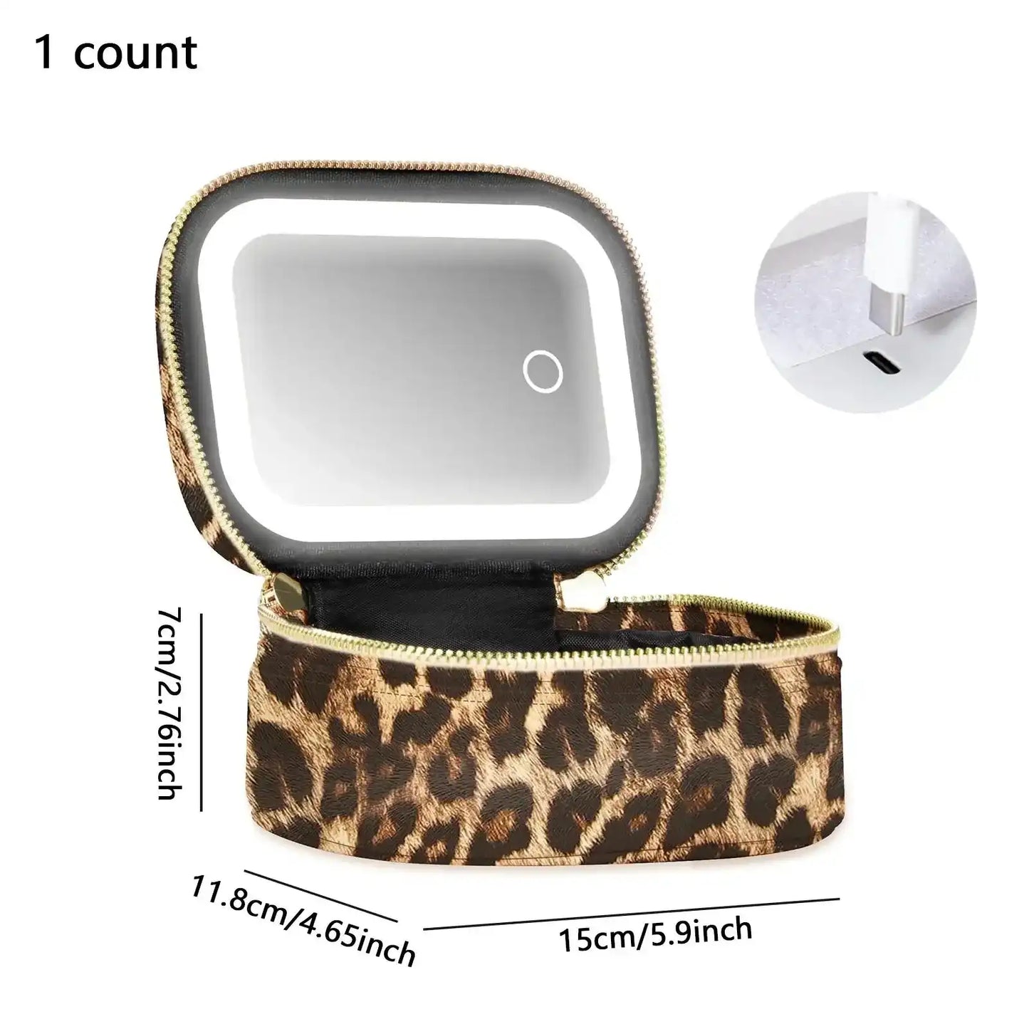 Portable Makeup Bag with LED Light & Mirror, Removable Battery-Powered Travel Cosmetic Case, Makeup Organizer Pouch & Box for Women, Makeup Storage Box
