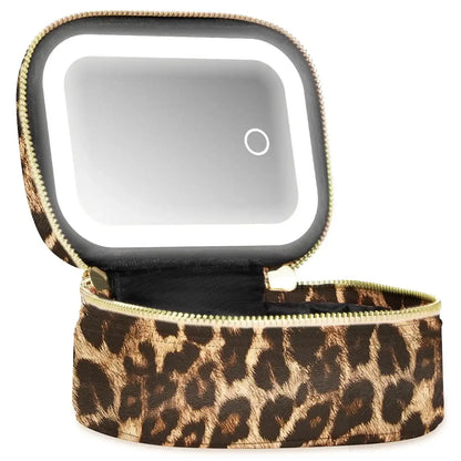 Portable Makeup Bag with LED Light & Mirror, Removable Battery-Powered Travel Cosmetic Case, Makeup Organizer Pouch & Box for Women, Makeup Storage Box