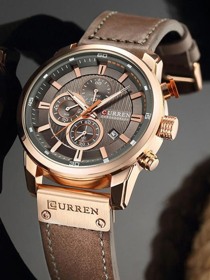 Men's Business Fashion Round Dial Analog Quartz Watch, Fashion Multifunction Watch for Party, Daily Clothing Decor, Trendy All-match & Exquisite Watch for Birthday Gift with Box, Business Fashion Watches