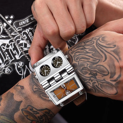 Men's Street Style Rectangle Dial Quartz Watch, Fashion Watch for Party, Daily Clothing Decor, Trendy All-match & Exquisite Watch for Birthday Gift with Box, Modern Trendy Watch