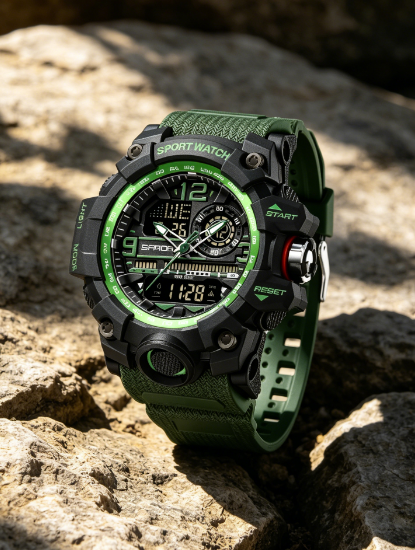 Men's Sportive Analog-digital Quartz Watch, Fashionable Waterproof Watch with Luminous & Alarm & Calendar Function, Waterproof Multifunctional Watch with Box