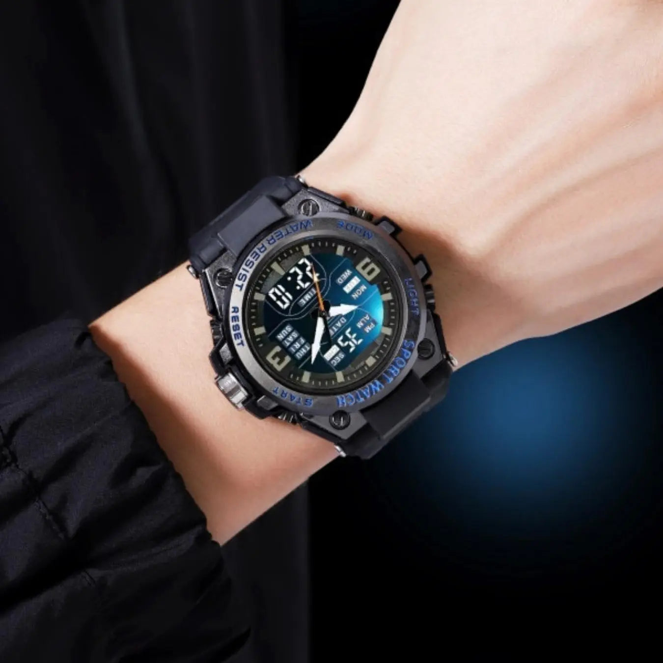 Men's Sporty Digital Watch, Fashionable Watch with Digital Display, Trendy Watch for Daily Life, Water Resistant Watch