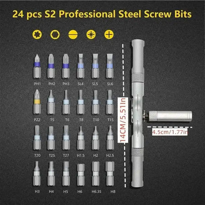 SEESE 24 in 1 DlY Screwdriver Set,1 Set SwitchableScrewdriver Shape Magnetic Screwdriver Set,Compact and Portable Ratchet Screw0driver SetHome Repair Tool Box