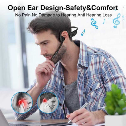 2B2C LK02 Bluetooth Air Conduction Headset with Mic, For Trucker Drivers, Open Ear Wireless Headphones with Bluetooth 5.1/Mute Function/aptX-HD/LL, for Online Meeting/Online Teaching/Office Home Business/Driving