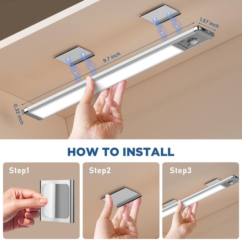 Under Cabinet Lights,Motion Sensor Night Light Indoor,1500mAh USB Rechargeable Light,Magnetic Installation Dimmable Lights for Kitchen,Wardrobe,Pantry, Closet,Bathroom,Stairs,Sink Cabinet,Garage,Valentine's Day gift