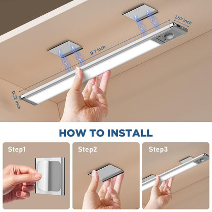 Under Cabinet Lights,Motion Sensor Night Light Indoor,1500mAh USB Rechargeable Light,Magnetic Installation Dimmable Lights for Kitchen,Wardrobe,Pantry, Closet,Bathroom,Stairs,Sink Cabinet,Garage,Valentine's Day gift