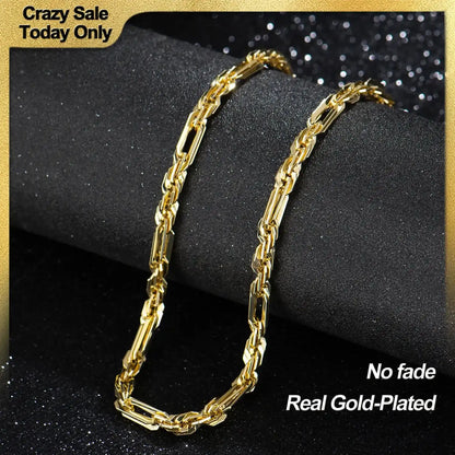 Milano Rope Chain Necklace for Men, Affordable Trendy Gold Plated Necklace with Multi-Angle Reflective Shine, Gift for Fashion Lovers（26 inches）