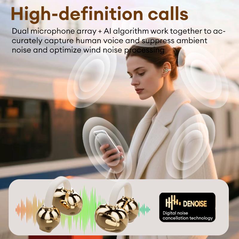 Fashionable Clip-On Wireless Headphones with Handbag‑Style Light‑Luxury Leather Texture, Comfortable Fit, 2025 Bluetooth 6.0, LED HD Display, HiFi Sound, Sport & Travel Ready, Perfect Gift for Girlfrie