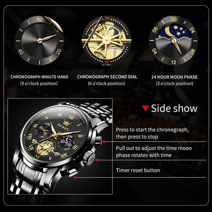 Men's Chronograph Quartz Watch G2859 Stainless Steel Waterproof Luminous Date with Luminous Hands, 41 mm Diameter, 20 mm Band Length Casual Trendy Wristwatch