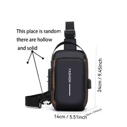 Men's Letters Print Zipper Chest Bag, Casual Anti-theft Large-Capacity Crossbody Bum Bag, Fashionable Sling Bag for Daily Use