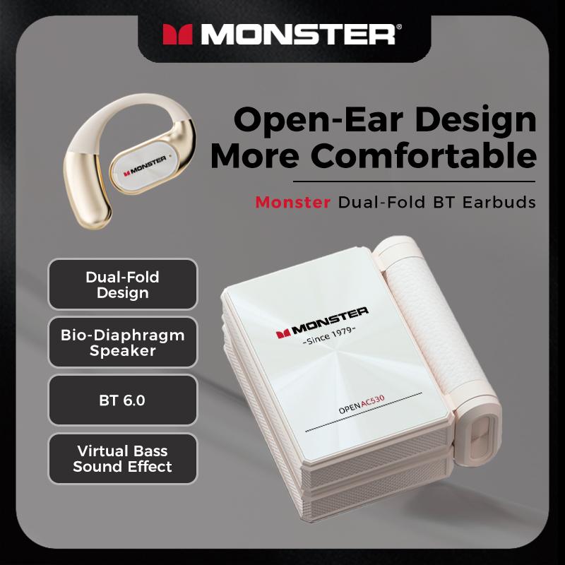 Monster Ear Buds - Headphones Bluetooth with Dual-Fold Design, Noise Isolation - 145H Playtime Wireless Earbuds Bluetooth 6.0, IPX5 Waterproof & Sweatproof Wireless Headphones, Headset Ideal Traveli
