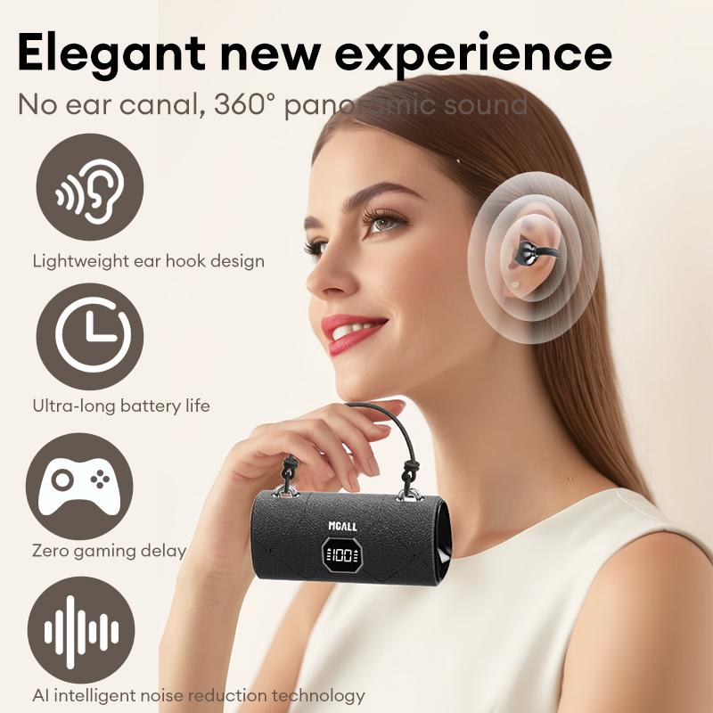 Fashionable Clip-On Wireless Headphones with Handbag‑Style Light‑Luxury Leather Texture, Comfortable Fit, 2025 Bluetooth 6.0, LED HD Display, HiFi Sound, Sport & Travel Ready, Perfect Gift for Girlfrie