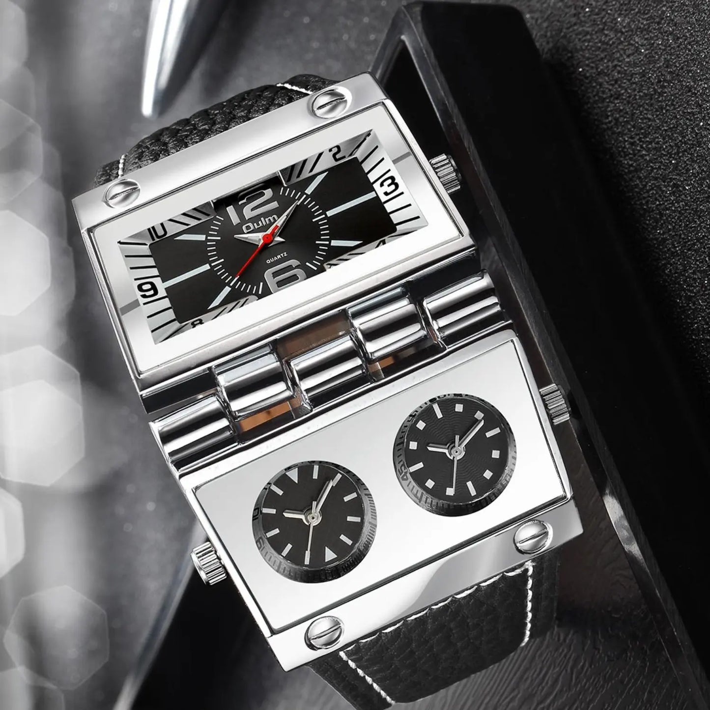 Men's Street Style Rectangle Dial Quartz Watch, Fashion Watch for Party, Daily Clothing Decor, Trendy All-match & Exquisite Watch for Birthday Gift with Box, Modern Trendy Watch