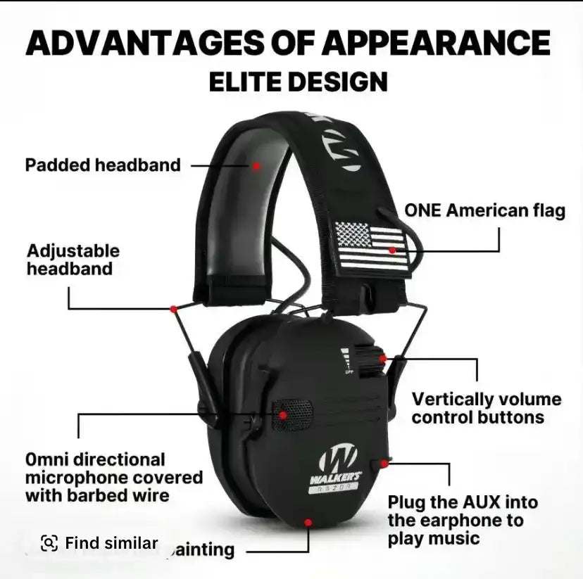 Electronic Hearing Protector, Noise Reduction Earmuffs, Head Mounted Wired Earmuffs, Hearing Protection Earphone for Outdoor Activities, Thanksgiving Day Gifts, Christmas Gifts.