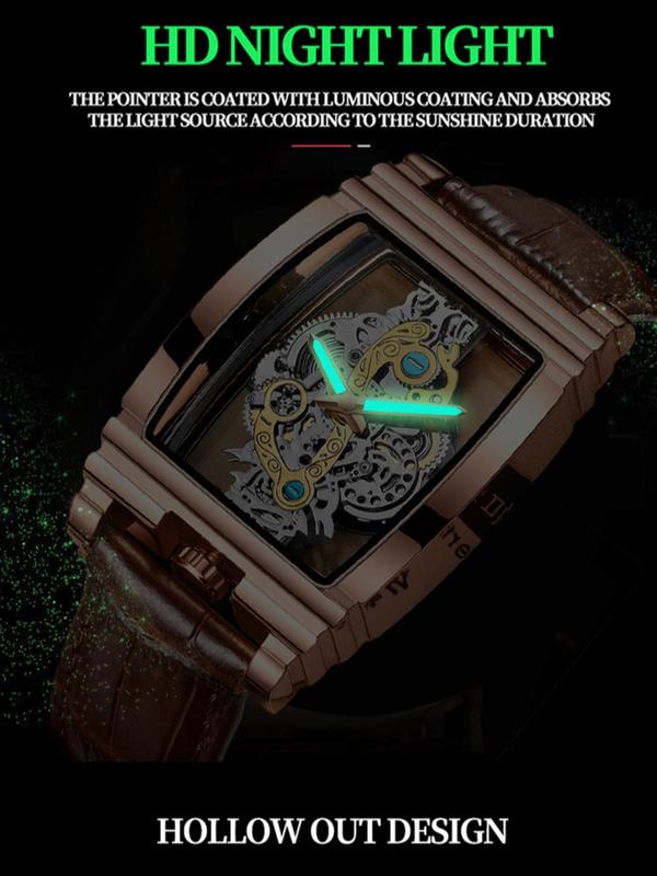 Men's Punk Fashion Barrel Shaped Quartz Watch, Mechanical Style Watch for Party, Daily Decor, Trendy All-match & Exquisite Watch for Birthday Gift with Box