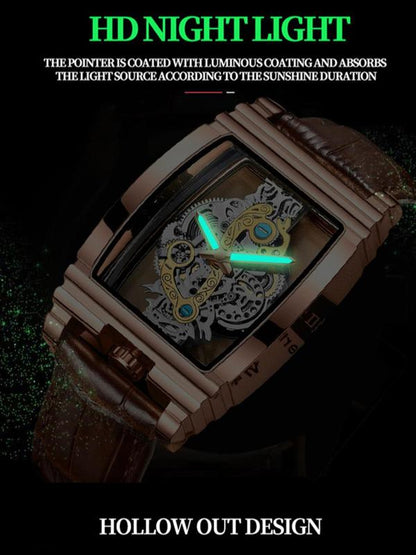 Men's Punk Fashion Barrel Shaped Quartz Watch, Mechanical Style Watch for Party, Daily Decor, Trendy All-match & Exquisite Watch for Birthday Gift with Box