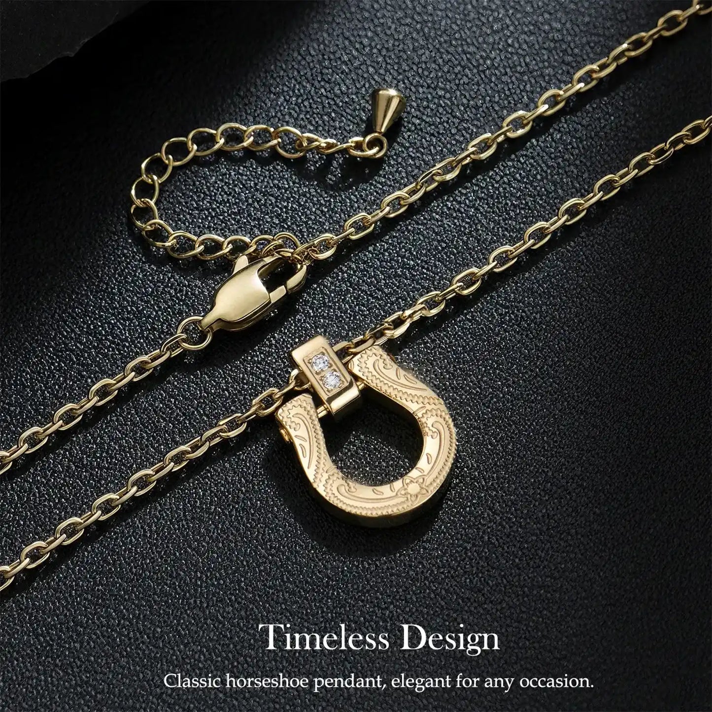 Plated Horseshoe Letter Pendant Necklace for Women, Western Cowgirl Lucky Charm Jewelry with Clear CZ Diamonds, Symbol of Good Luck & Protection