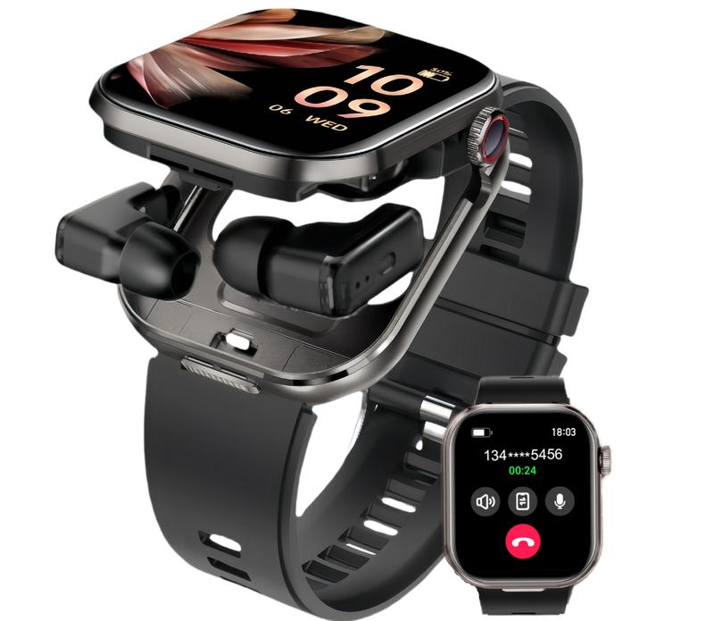 2in1 Multifunctional Smartwatch, Smart Watch with Earbuds, Comes with A Silicone Protective Case, Wireless Calling, Sleep Tracking, Fitness Tracker, Waterproof Sports Watch, Women & Men,The best gift for family and friends