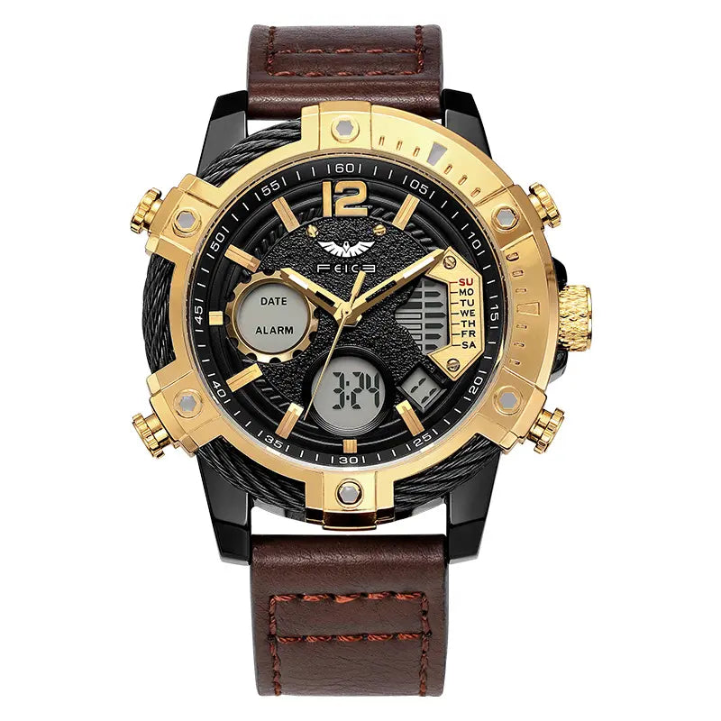 Fashion Men's Watch Large Dial Waterproof Luminous Watch Fashion High-end Multifunctional Sports Dual Time Zone Watch gift set