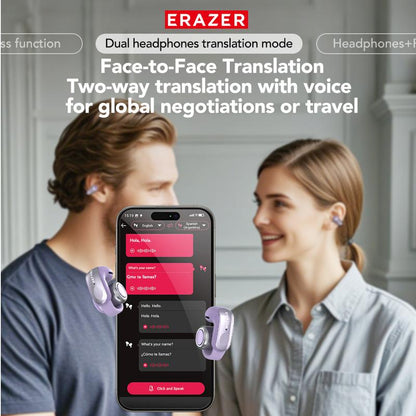 Open Ear Translation Wireless Earbuds With APP, Wireless Headphones With Audio-Visual Future Touch Screen, Waterproof Sports Electronic Earphones with Long Endurance,Bluetooth 6.0 Im