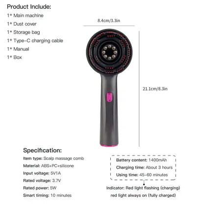Electric Scalp Massager（with Gift Box）, Handheld Hair Scalp Massager, Hair Scalp Massaging Comb, 3 Modes, Scalp Scrubber, Hair Massage Tool, Scalp Stimulator for Home & Travel