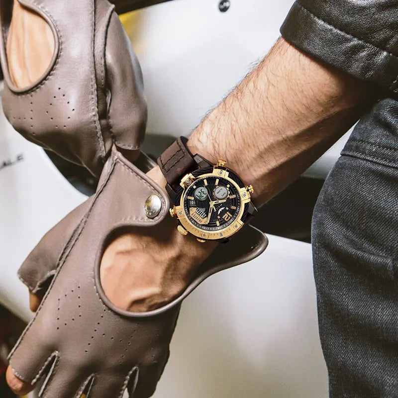 Fashion Men's Watch Large Dial Waterproof Luminous Watch Fashion High-end Multifunctional Sports Dual Time Zone Watch gift set