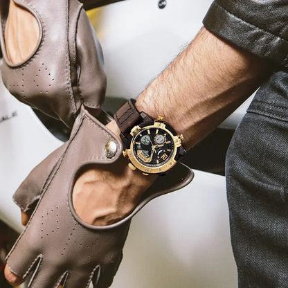 Fashion Men's Watch Large Dial Waterproof Luminous Watch Fashion High-end Multifunctional Sports Dual Time Zone Watch gift set