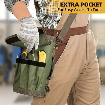 Tool Roll with Detachable Pouches Heavy Duty Roll Up Tool Bag for Carpenter Mechanic Electrician & Hobbyist Waterproof Adjustable Organizer Roll-Up DIY Enthusiastdetachable pouch