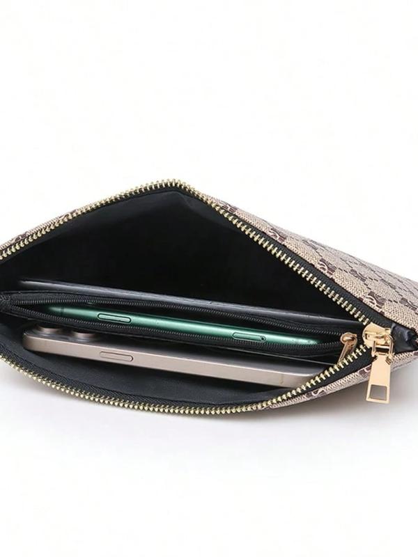 Men's Plaid Design Crossbody Bag with Wrist Strap, Fashionable Large Capacity Adjustable Shoulder Strap Bag for All Seasons