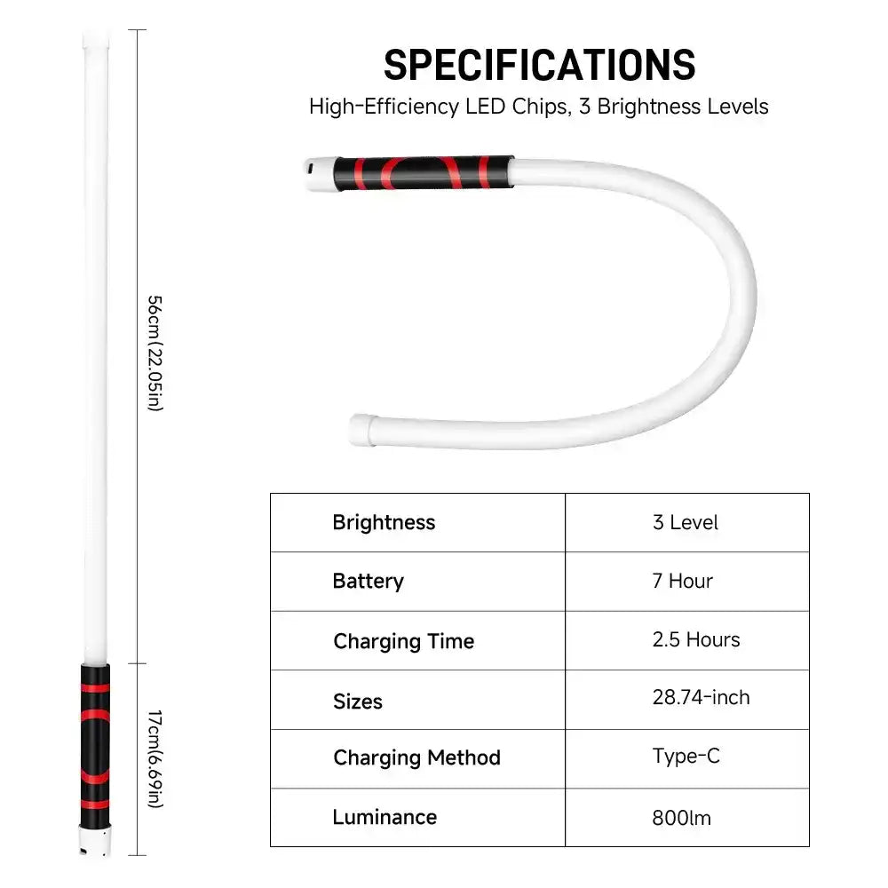 Bendable LED Flashlight Stick - 28" Flexible Design, 7-Hour Long Battery Life, High Lumens for Off-Road, Garage Mechanics, and Hard-to-Reach Areas Like Engine Bays tiktokshopspringglowup