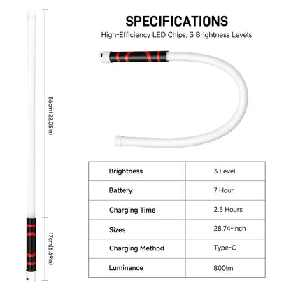 Bendable LED Flashlight Stick - 28" Flexible Design, 7-Hour Long Battery Life, High Lumens for Off-Road, Garage Mechanics, and Hard-to-Reach Areas Like Engine Bays tiktokshopspringglowup