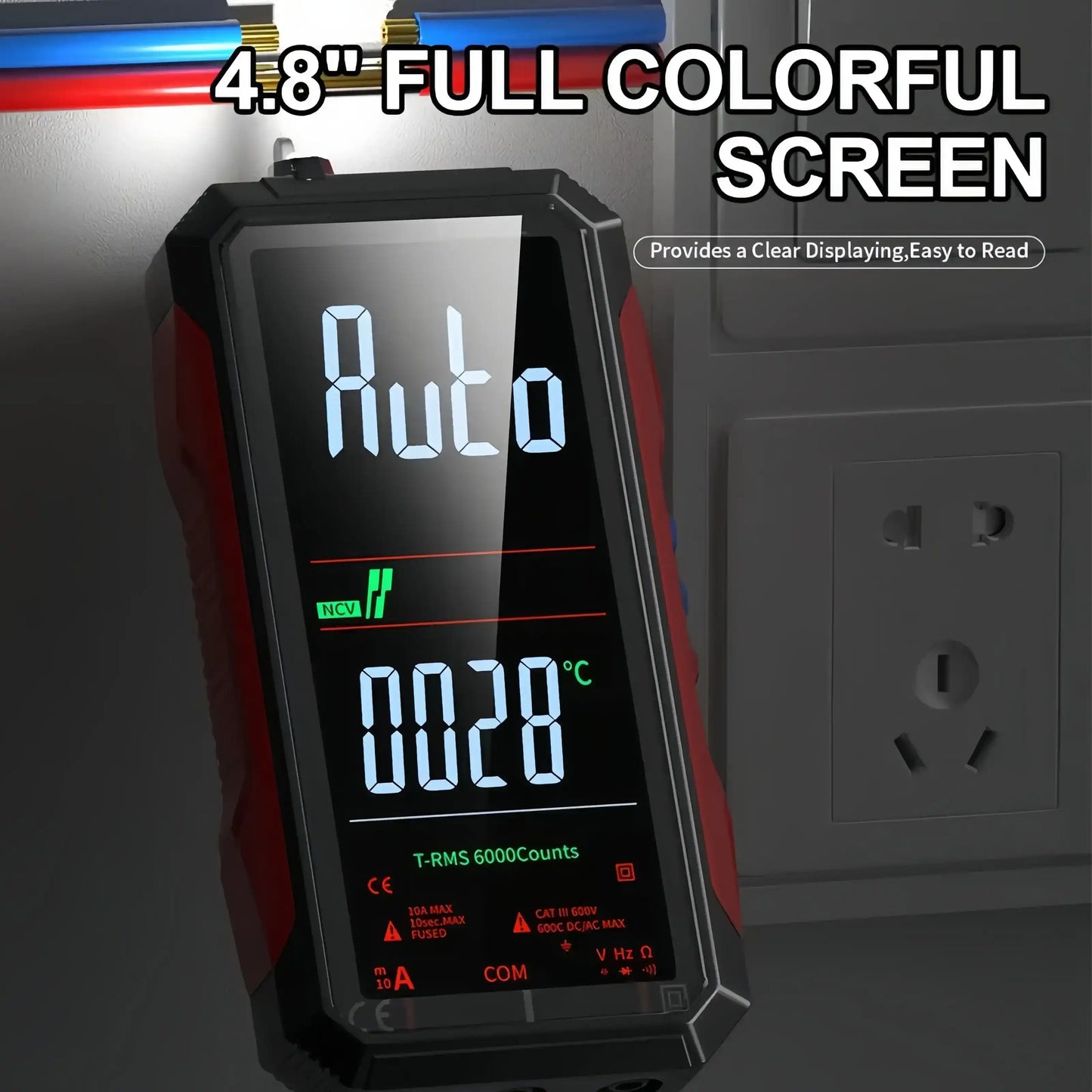 Fully Automatic True RMS (TRMS) 6000 Count Digital Voltmeter - A reliable voltage tester suitable for home, automotive, and industrial applications; a professional electrical tool.