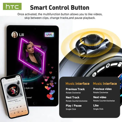 HTC NE71 Mini In-Ear True Wireless Earbuds - Bluetooth 6.0, Rechargeable, Waterproof, Touchscreen, Call-Ready Mic, Volume Control, Built-in Headset, Long Battery Life, for Office, Sports