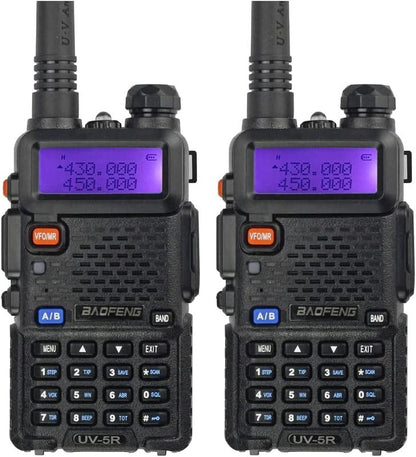 UV-5R Dual Band Two Way Radio Transceiver (2 Pack Full Kit), USB Charging Long Range Supports CHIRP Portable Handheld Walkie Talkie, Wireless Electronic Gadgets, Digital Intercom, Compact, Device, Remote, Durable Handheld Ham Radio Transceiver