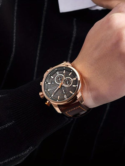 Men's Business Fashion Round Dial Analog Quartz Watch, Fashion Multifunction Watch for Party, Daily Clothing Decor, Trendy All-match & Exquisite Watch for Birthday Gift with Box, Business Fashion Watches