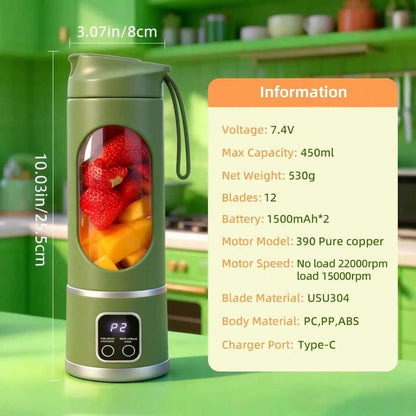 Ultimate Portable Blender! USB Rechargeable & Compact for Smoothies On-The-Go - Perfect Travel, Back To School & Gym! Leak Proof Design, Makes Shakes & Baby Food in Seconds cup juicer rechargeable mini blender vegetable