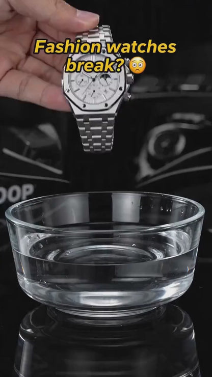 BINBOND Top Brand BO161 Men's Casual Watch Luminous Stainless Steel, Waterproof Men's Date Calendar Clock, Casual Business Round Dial Quartz Watch for Men, Fashion Stainless Steel Watches for Parties and Daily Wear, Versatile with Box .only White